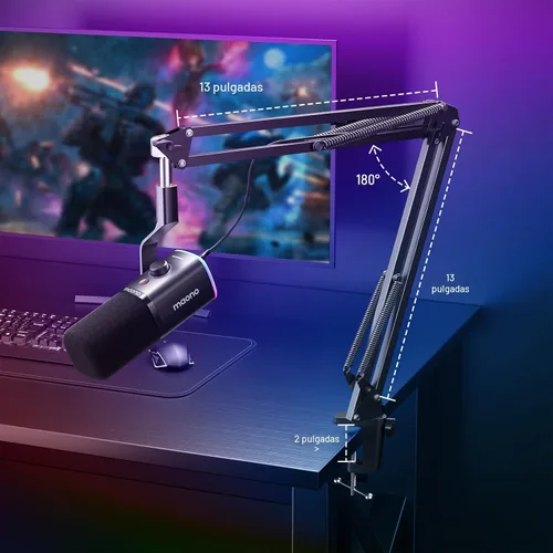 Vista 8 de MAONO Kit de micrófono XLR/USB para juegos: micrófono dinámico para PC para transmisión y podcast, soporte de software, botón de silencio, control