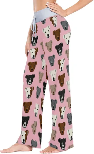 Vista 3 de XUWU Pantalones de pijama casuales cómodos para mujer, con cordón de pierna ancha, pantalones de descanso