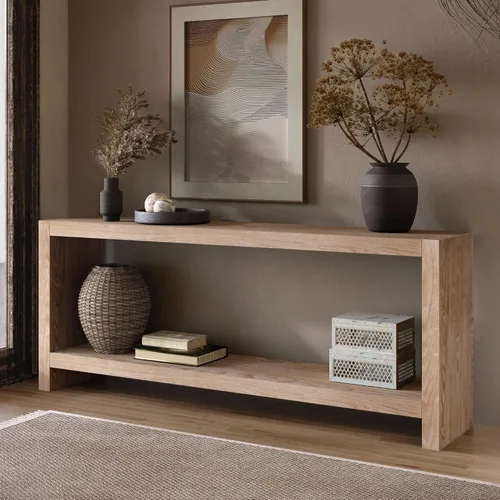 Vista 9 de SSLine Mesa consola de madera de 65 pulgadas, mesas estrechas y largas para sofá detrás del sofá, mesa de entrada para sala de estar, pasillo