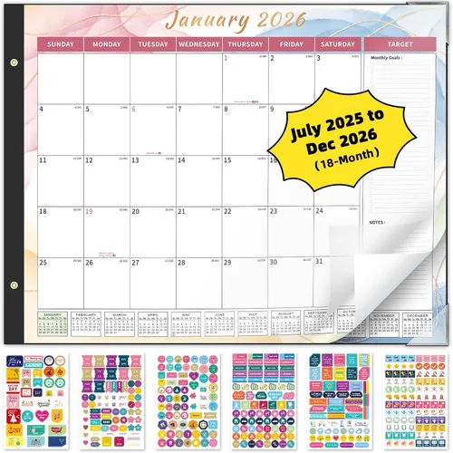 Vista 8 de Ospelelf Bule Calendario 2026-2027 - Agenda mensual grande de 22 x 17 pulgadas, calendario de escritorio de 18 meses para personas mayores, oficina