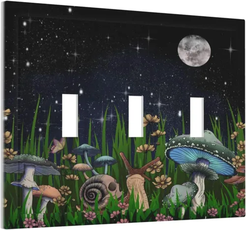 Vista 69 de Bear Moose Lodge Woodland - Placa de interruptor de luz dúplex individual de 1 banda, cubierta de salida decorativa de pared, placa frontal