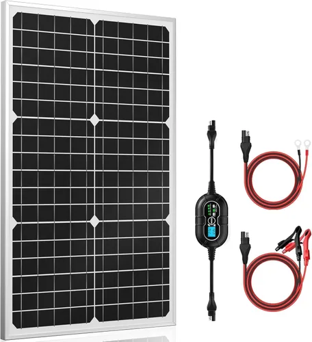 Vista 10 de SUNER POWER Kit de panel solar de 12 V de 20 W, panel solar de alta eficiencia de 20 vatios + controlador de carga MPPT ultra inteligente de 10 A