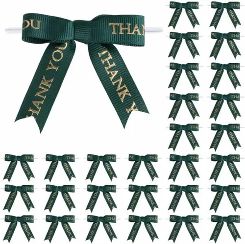 Vista 15 de Meseey 30 lazos de cinta impresos en oro de 2.5 pulgadas, lazos pequeños para envolver regalos, baby shower, boda, recuerdos de fiesta, paletas