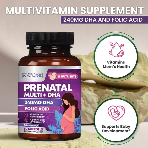 Vista 5 de Vitaminas prenatales para mujeres – Multivitamínico con DHA, ácido fólico, vitamina C, B12, hierro y omega-3 – Suplemento antes, durante y después