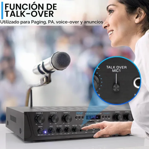 Vista 5 de Pyle Sistema de amplificador de audio inalámbrico para el hogar, amplificador receptor estéreo de sonido compatible con Bluetooth, 6 canales