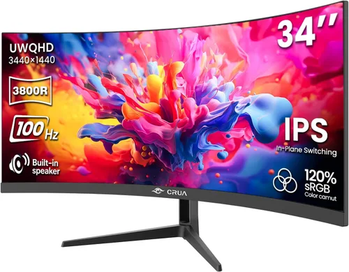 Vista 10 de CRUA - Monitor de juegos curvo de 24", 240Hz, FHD 1920 x 1080P, compatible con 120% sRGB, AMD FreeSync, bajo desenfoque de movimiento, compatible