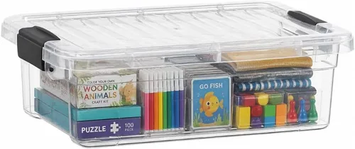 Vista 162 de Superio Mini contenedor de almacenamiento de plástico para crayón, suministros de arte y estuche de costura, organizador pequeño apilable