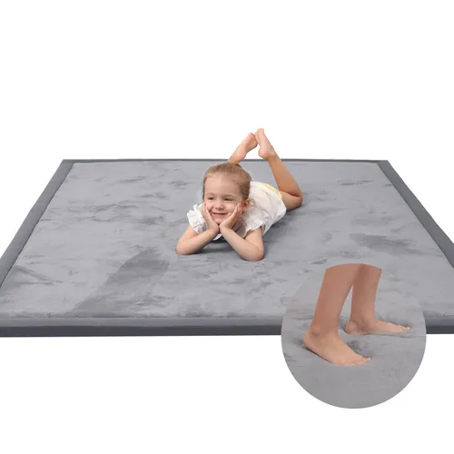 Vista 10 de Huloo Sleep - Tapete de juego para la habitación de bebés y niños pequeños, anticaídas, de espuma elástica de 1.3" de grosor, 28" x 72", terciopelo