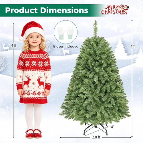 Vista 9 de HAPPYGRILL Árbol de Navidad artificial de 4 pies, árbol de Navidad sin Verde