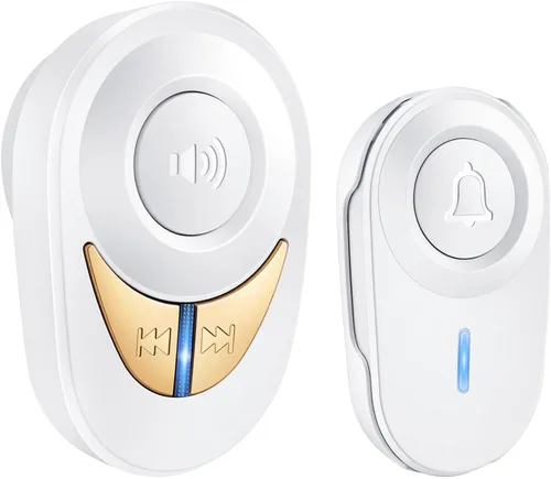 Vista 10 de Timbre inalámbrico, 1300 pies de largo alcance, 48 campanadas y 5 niveles de volumen, botón impermeable IP66, receptor enchufable con bocina