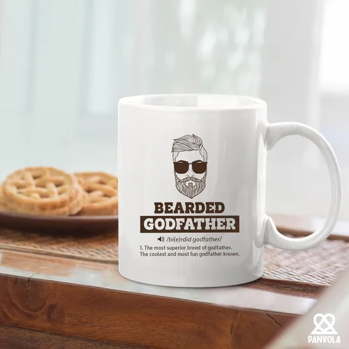Vista 5 de Panvola Taza con definición de padrino barbudo, regalo de ahijado, ahijado, ahijada, bautizo, bautismo, día del padre, apreciación de la barba