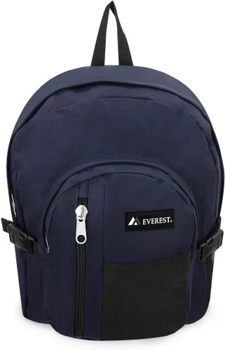 Vista 2 de Everest Mochila con bolsillo frontal de malla, Azul marinoflor y brillo, talla única , Mochila con bolsillo frontal de malla