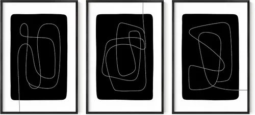 Vista 18 de HAUS AND HUES - Arte de póster Bauhaus - Juego de 3 arte de pared abstracto moderno, pósteres vintage e impresiones, arte de pared azul y amarillo