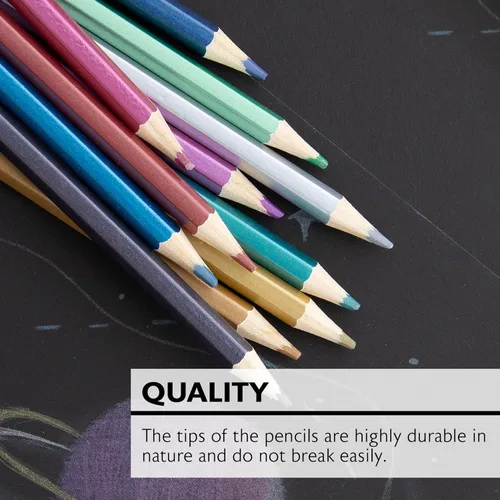 Vista 5 de BAZIC Products Lápices de colores metálicos, 12 tonos brillantes, juego de lápices preafilados para dibujar y colorear, suministros de arte