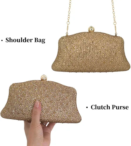 Vista 4 de Bolsa con purpurina para mujer, bolsos de noche con diamantes de imitación plateados, bolsos de diamantes para fiesta de bebé, Varios