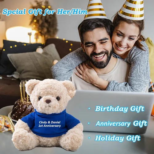 Vista 5 de Regalos personalizados para mujereshombres, oso de peluche con texto personalizado, oso de peluche personalizado con capucha para familiares