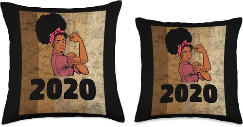 Vista 3 de Vintage 2020 Limited Edition 3rd Birthday Afro Girls Women Throw Pillow