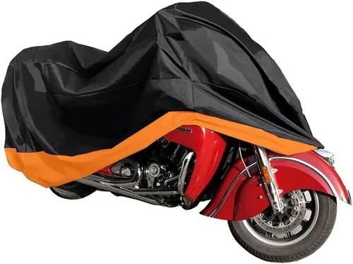 Vista 8 de Funda para motocicleta – Protector universal de motocicleta con agujeros de bloqueo y bolsa de almacenamiento – Protección impermeable contra