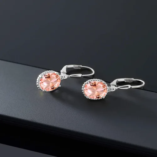 Vista 20 de Gem Stone King Aretes colgantes de gota para mujer, plata de ley 925, piedra natal ovalada de 0.354 x 0.276 in, joyería fina, regalos para ella
