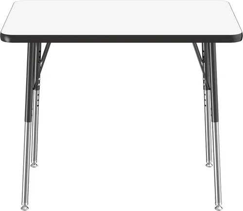 Vista 21 de FDP - Mesa rectangular para actividades escolares y de oficina (24 x 48 pulgadas), patas estándar con deslizadores giratorios, altura ajustable