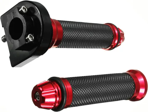 Vista 12 de Yibid Manillar de motocicleta de 7/8 pulgadas, agarre de mano, anodizado motorizado, CNC, giro rápido, tubo de acelerador, control de palanca