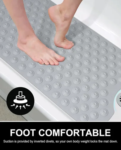 Vista 9 de OTHWAY Alfombrilla de baño sin ventosa: tapete de baño extra largo de 39 x 16 pulgadas, perfecto para bañeras ordinarias o reacabadas │Hecho de goma