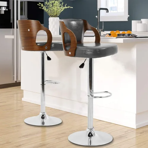 Vista 2 de BestOffice Juego de 2 taburetes de bar con altura de mostrador, giratorios, altura ajustable