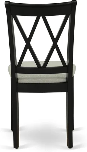 Vista 12 de East West Furniture DLCL5-BLK-C - Juego de mesa de comedor de 5 piezas, incluye una mesa de comedor redonda con gotas y 4 sillas tapizadas de tela