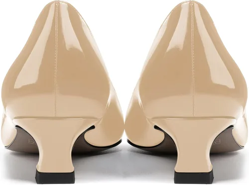 Vista 4 de SKYSTERRY Zapatos de vestir de oficina para mujer, punta redonda, carrete de patente, tacón bajo, zapatos de vestir de oficina de 1.5 pulgadas