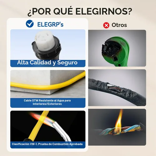Vista 5 de ELEGRP Cable adaptador RV de 50 amperios a 15 amperios, NEMA 5-15P a SS2-50R, conector de bloqueo giratorio, convertidor eléctrico macho de 15 A a