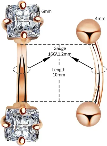 Vista 6 de JEWSEEN Paquete de 2 anillos de ombligo de tamaño pequeño de 056oz de acero quirúrgico cuadrados AAA circonita cúbica anillos de ombligo curvos