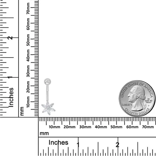 Vista 3 de AVORA Anillo de ombligo floral con circonita cúbica de oro de 10 quilates (calibre 14)