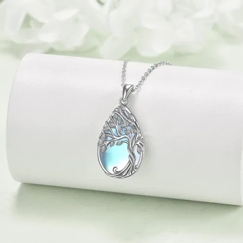 Vista 58 de ONEFINITY Collar de plata de ley 925 con diseño de árbol de la vida con colgante de nudo celta de concha de abulón para mujer