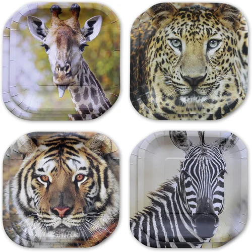 Vista 10 de Havercamp Vasos de fiesta Jungle Safari (16 tazas). Vasos de papel grandes de 12 onzas. Auténtico, foto-realista estampado de animales de la selva.