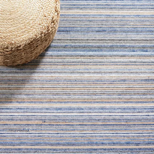 Vista 7 de SAFAVIEH Kilim Collection - Alfombra de pasillo de 2 pies 3 pulgadas x 9 pies, azul y amarillo, hecha a mano con rayas bohemias, ideal para zonas