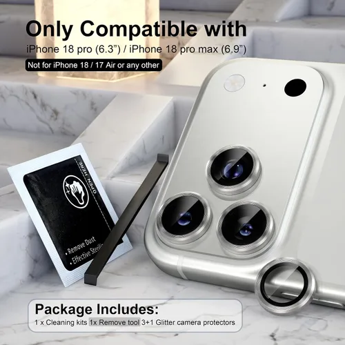 Vista 147 de Choiche Compatible para iPhone 16 Pro/iPhone 16 Pro Max Protector de Lente de Cámara, Vidrio Templado 9H Protector de Pantalla de Cubierta de Cámara