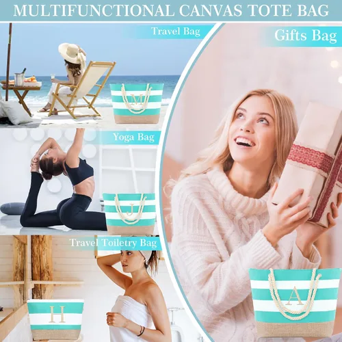 Vista 37 de YOOLIFE Bolsas de playa para mujer, bolsa de lona de viaje, bolsa impermeable para piscina, artículos esenciales de viaje, regalos para mujeres