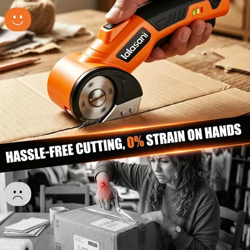 Vista 3 de Cordless Electric Scissors for Cardboard, Automatic Box Cutter (Orange, 1.0)