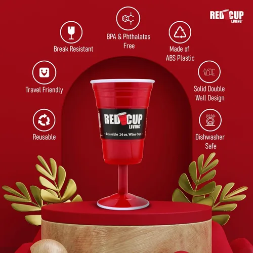 Vista 5 de Malco Modes Retro Elegance & Red Cup Cheers Combo Vintage Cocktail Dress Red Cup Living Wine Glasses