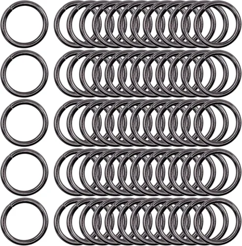 Vista 10 de Kit de 60 anillos de metal para cinturones, pasadores o anillos para macramé, cinturón de campamento, correas de perro, accesorios de sable de luz