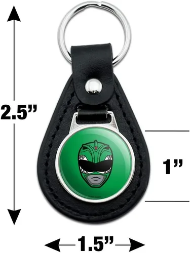 Vista 2 de Power Rangers Green Ranger Casco Negro Cuero Llavero