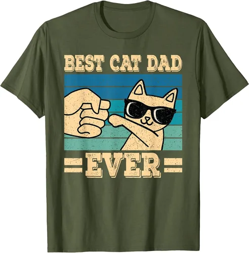 Vista 30 de Best Cat Dad Ever Vintage Funny Cat Lover Retro Men T-Shirt Asphalt Grey