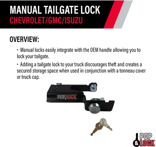 Vista 10 de Pop & Lock PL1600 Cerradura manual negra de compuerta trasera para Chevy/GMC/Isuzu