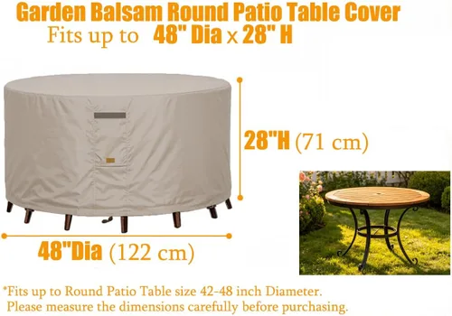 Vista 2 de Fundas para muebles de patio, resistentes al agua, 600D, resistentes a los rayos UV, redondas, para exteriores, pequeñas, redondas, 48 pulgadas