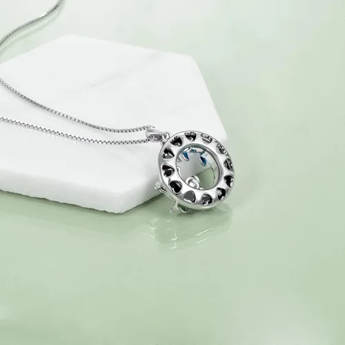 Vista 5 de POPLYKE Elefante de plata de ley con colgante de elefante para el día de la madre para mamá de hija con cristal azulpúrpuravolcán para mujeres, hija