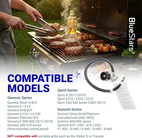 Vista 3 de BlueStars [Certificado CSA] 25 pulgadas para manguera Weber y kit de regulador para Spirit II (2017-2019), Spirit E310 E320 E210, Genesis II