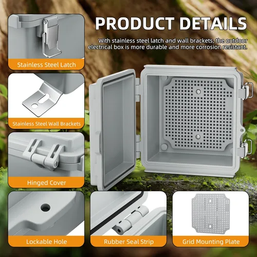 Vista 3 de Joinfworld Caja Eléctrica al Aire Libre Impermeable IP67 6X6 Caja de Proyecto de Plástico Recinto Resistente a la Intemperie para WiFi Electrónica