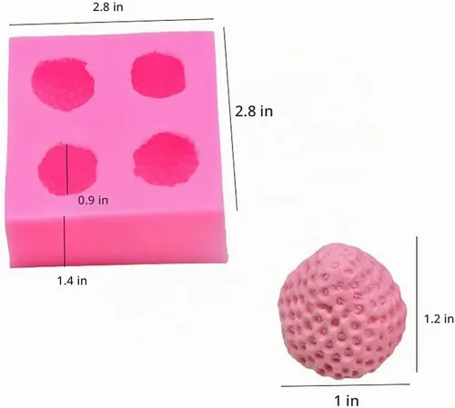 Vista 2 de Molde de vela de silicona de fresa 3D, fresa, frambuesa y arándano, cera de morera, moldes para derretir