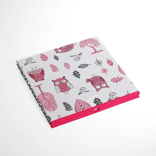 Vista 5 de Bacati Owls - Caja de almacenamiento de algodón para niñas, color rosa y gris