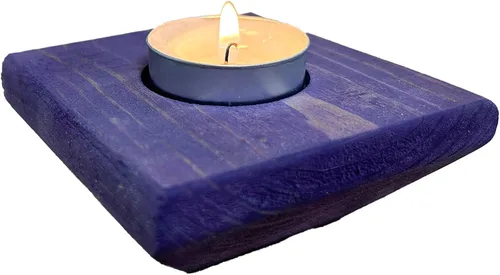 Vista 17 de Portavelas de madera para velas de té, 3.5 pulgadas, decoración del hogar de mesa (vela no incluida) (1, azul, barco)